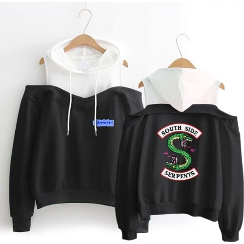 Print Riverdale Sweatshirts Women Off-shoulder Hoodie Streetwear Womens Exclusive Kpop Riverdale Hoody Off-shoulder Sweatshirt