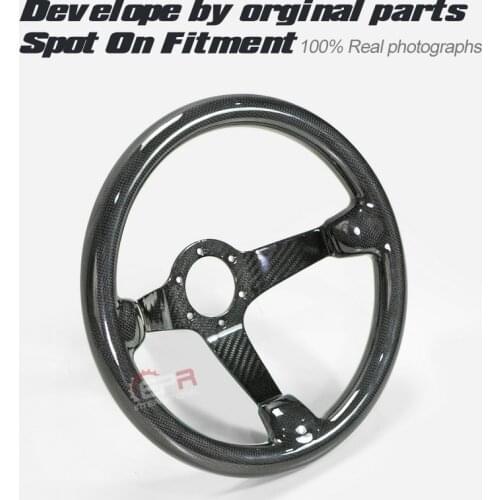 Universal Black Blue Carbon Fiber Deep Dish Type 335mm Steering Wheel(deep around 60mm,6 bolts 70mm PCD)