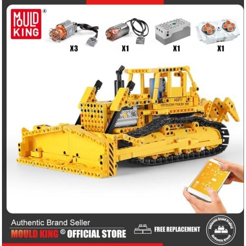 MOULD KING High-Tech Car The APP Control Bulldozer RC Caterpillar D8K Truck Set Assembly Building Blocks Kid Toys Christmas Gift