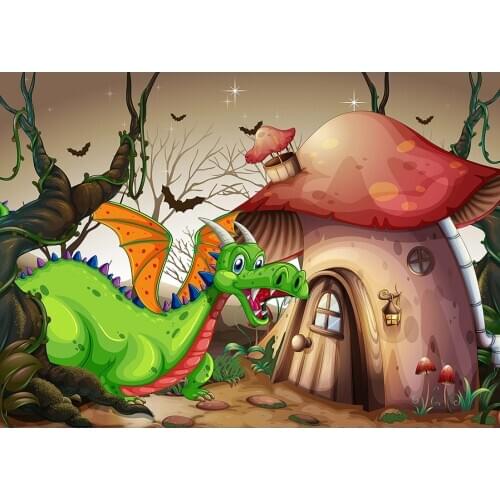 Mushroom House Dinosaur Party Photography Backdrops Vinyl Background for Baby Shower Children Birthday Photophone Photo Studio