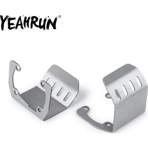 YEAHRUN Stainless Steel Chassis Armor Front Rear Axle Protection Skid Plate for Axial SCX10 II 90046 1/10 RC Crawler Car Parts