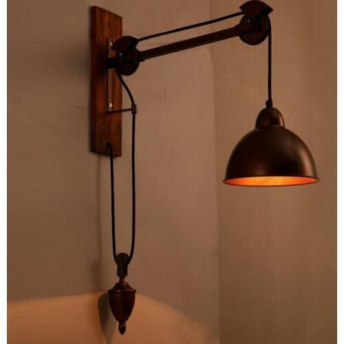 Loft Style Iron Spindle Pulley Wall Sconces Industrial Lamp Vintage Wall Light For Home Decor Antique Indoor Lighting Lampara