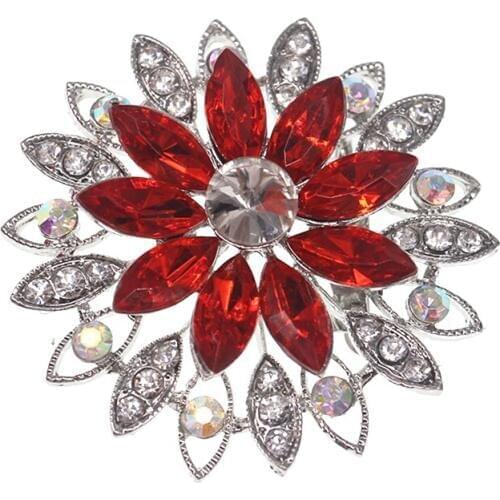 Womens Elegant red Flower Acrylic rhinestone Brooches Brooch Pin