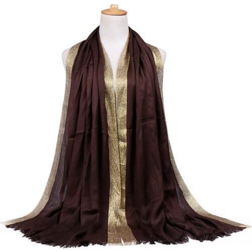 2019 Women Plain Lurex Glitter Shimmer Scarf Fashion Solid Shiny Chain Scarves Shawls Muslim Hijab Wrap Pashmina Stole 180*65Cm