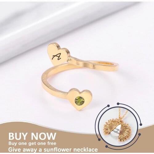 Custom Ring Custom Birthstone Name Rings for Women Stainless Steel adjustable Crystal Personlized Jewelry Unique Birthday Gifts