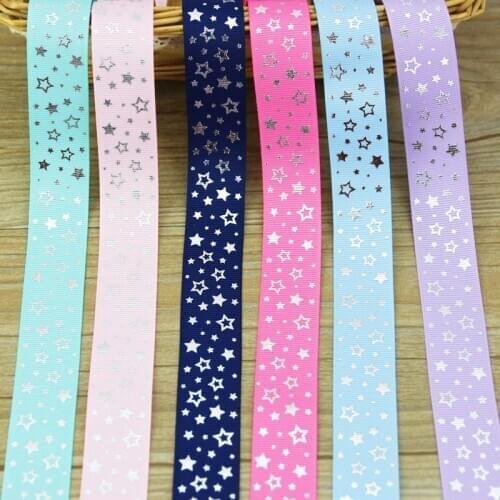 10 yards/lot) 1" (25mm) Star printed grosgrain ribbon colored gift decoration ribbons wholesale