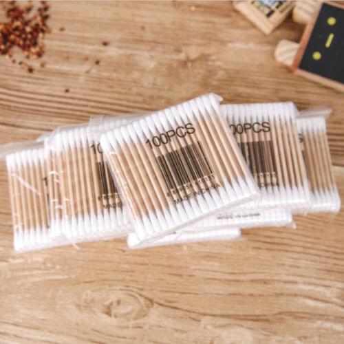 100Pcs/bag Disposable Cotton Swabs Double Head Cotton Buds Cotton Tipped Applicator For Beauty Makeup Nose Ears Cleaning