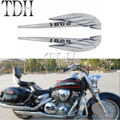 2PCS Motorcycle 3D Emblem Badge Decal Fuel Tank Sticker Tank Pad Protector Decal Decoration For Honda VTX1800 All Years