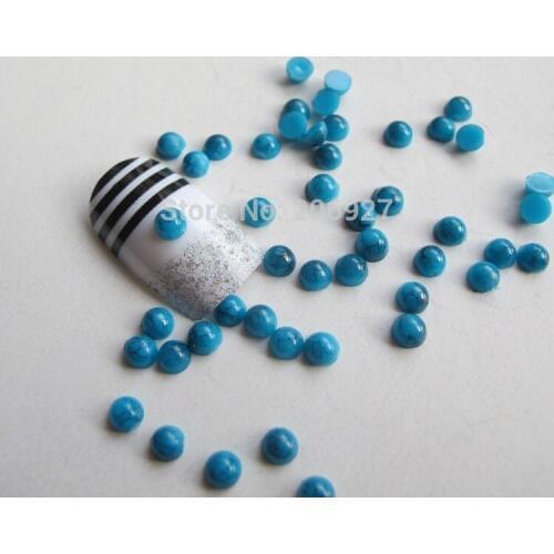 200pcs Cute S-16 4mm Nail Art Blue Resin Half-Ball Nail Art Decoration