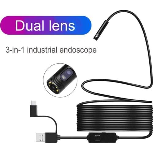 2021 Single Dual Lens 2MP 1080P HD Endoscope For Android Phone Endoscope Camera 8mm ip67 USB C Camera With Led Light Borescope
