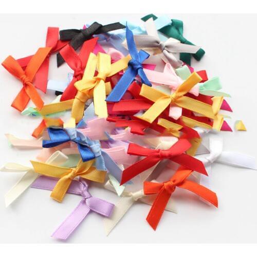 50 PCS 3*4.5cm Assorted Mini Satin Ribbon Bows Tied Craft Embellishment Wedding Decor
