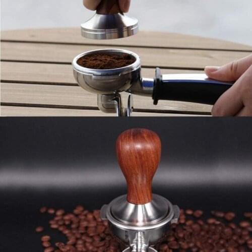 51mm Espresso Tamper Stainless Steel 304 Spring Coffee Powder Press Flat Base Coffee Powder Bean Press Hammer