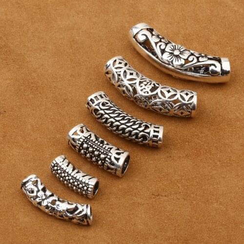 S925 Sterling Silver DIY Accessories Bracelet 3mm Hole Curved Tube Jewelry/Bracelet Finding Wholesale