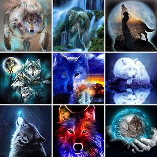 DIY Wolf 5D Diamond Painting Full Round Drill Resin Animal Diamont Embroidery Cross Stitch Home Decor Drop&ship Wall Art