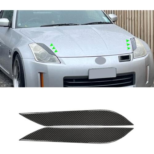 For Nissan 350Z Z33 Coupe 2-Door 2003 2004 2005 2006 2007 2008 Car Carbon Fiber Front Headlight Eyebrow Eyelids Cover Trim
