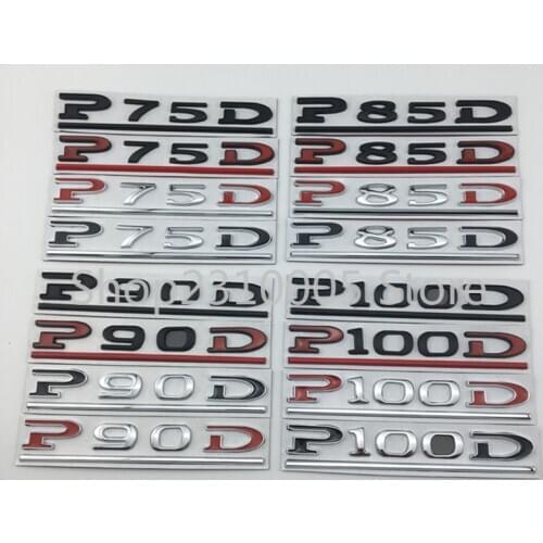 P75D P85D P90D P100D Underline ABS Letters Emblem for Tesla Model 3 Model X Model S Car Styling Trunk Badge Sticker Red Black