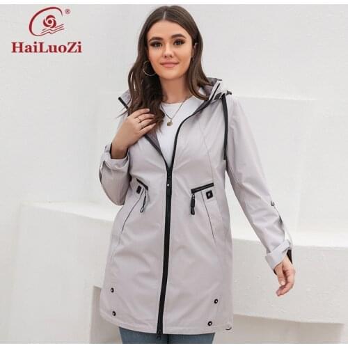 Женские длинные тренчи HaiLuoZi China At AliExpress