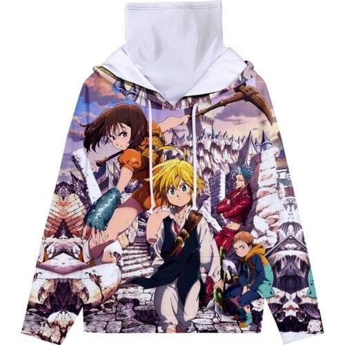 The Seven Deadly Sins Meliodas 3D Cool Hoodies Sweatshirt Women/Mens Japan Anime Casual Hoodie Pullover Tops and Headscarf Set
