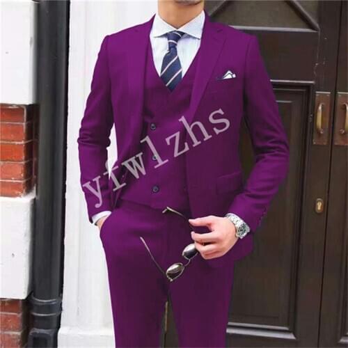 Handsome Groomsmen Two Buttons Notch Lapel Groom Tuxedos Wedding Dress Men Suits Blazer Prom Dinner (Jacket+Pants+Tie+Vest) A817