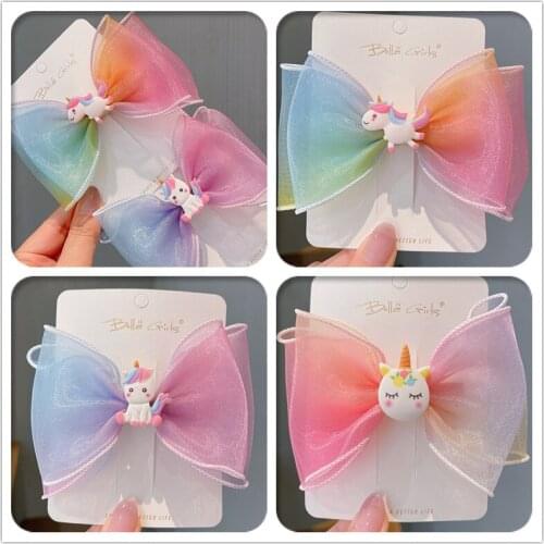 The New Bowknot Cartoon Side Clip Childrens Small Fresh Fabric Pressure Hairpin Princess Hair Accessories Baby Gifts