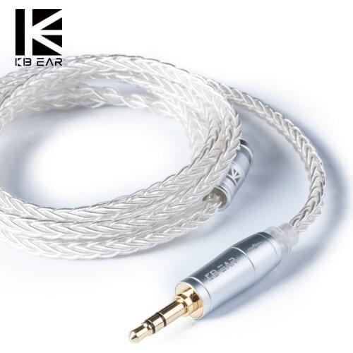 KB EAR 8 Core Upgraded Silver Cable 2pin/MMCX/QDC With 2.5/3.5/4.4 Earphone Cable For A10 C10 ZS10 ZST IM2 X6 Earphone Cables