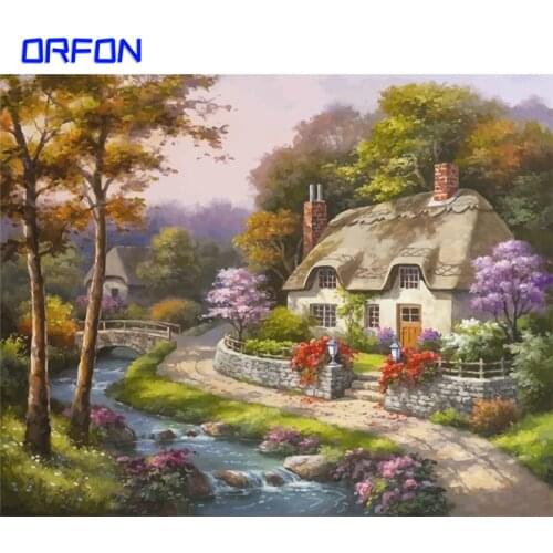 ORFON 50X65cm Frame Wilderness Lodge DIY Gift Painting By Numbers Wall Art Landscape Home Decoration Scenery Canvas Painting