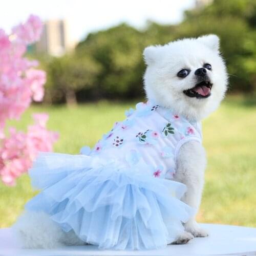 Princess Dog Cat Dress Flowers Lace Design Pet Puppy Skirt Spring/Summer Four Season Birthday Party Clothes Outfit Beautiful