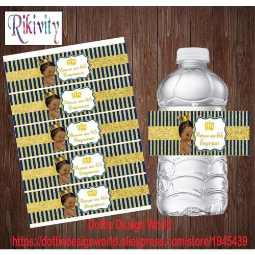 Rikivity Custom Prince Royal Baby Shower Water Bottle Wine Labels Candy Bar Wrapper Stickers Birthday Party Wedding Decoration