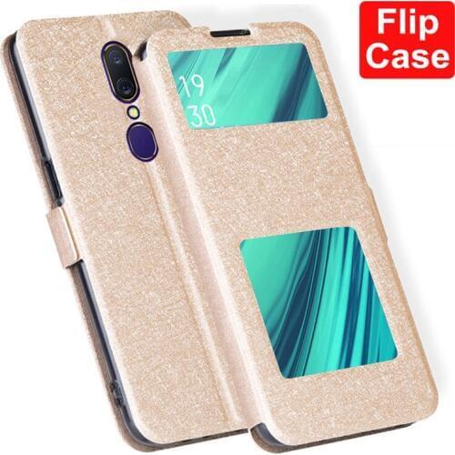 Luxury Phone case For OPPO F11 shell OPPOF11 case open window PU leather cases For OPPO F 11 Flip case For OPPO F11 back cover