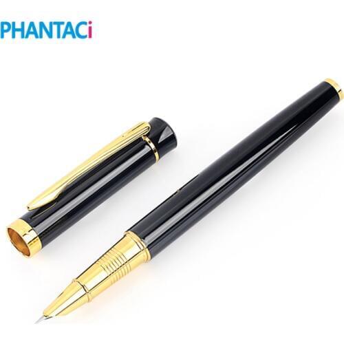 Financial Tip 0.38mm Fountain Pen Matte Black Metal Iraurita Gold Clip Extremely Fine Nib Business Office Writing Pens Gifts