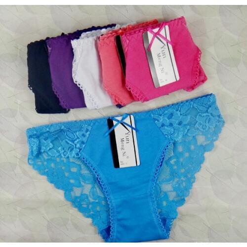 Sexy Womens Brazilian Briefs Lace Panties Ladies 95%Cotton Underwear Intimates Underpants Plus Size 6Colors Retails