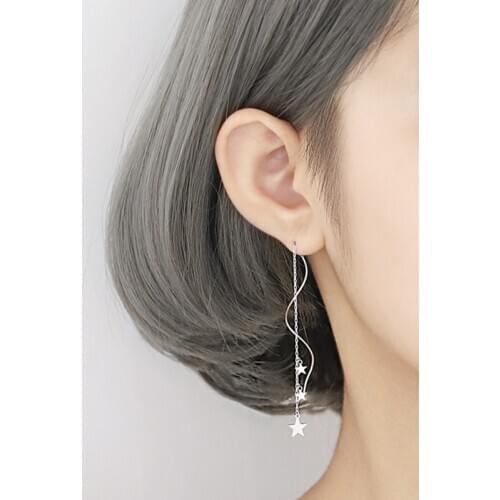 OBEAR Star Earrings Siver Plated Wedding Drop Earrings For Women S925 Simple Fine Jewelry