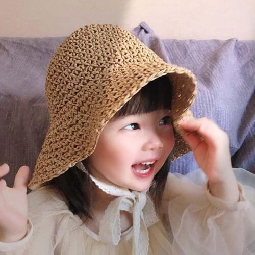 Fashion Lace Baby Hat Summer Straw Bow Baby Girl Cap Beach Children Panama Hat Princess Baby Hats and Caps for Kids