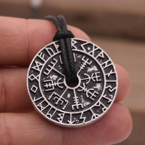 Viking Elder Futhark Pendant Odin Hammer Compass Necklace Talisman Valknut Pagan Amulet Vegvisir Scandinavian Norse Gift