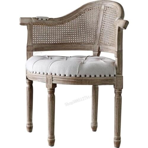 Custom French Country Old Armchair American Light Luxury Retro Dining Chair Cafe Dining Bar Designer Lounge Chair
