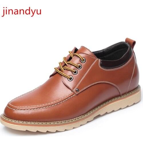 Mens Shoes Genuine Leather Height Increase Shoes Lace Up Elevator Shoes for Men Casuales Business Brown Black Formal Shoes Men