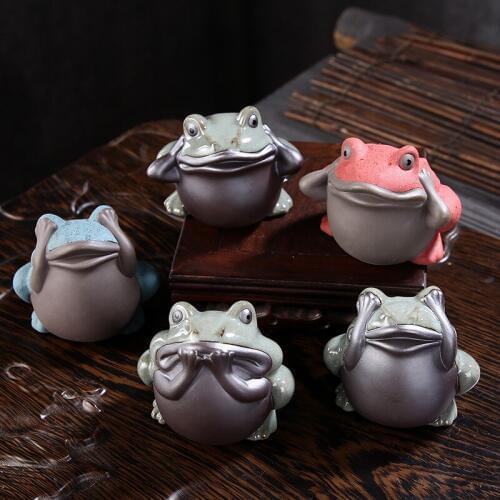 ZenTea pet purple sand home decor tabletop ornaments Buddhist gift Ceramic colorful Toad Frog decoration garden 7.5x7.5x7.5cm