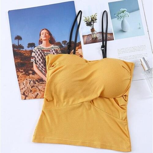 Women Thin Shoulder Strap Camisole Knit Vest Solid Color Sexy Slim Strap Vests Korean Version Thread Non Steel Ring Underwear