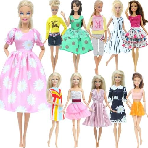 1 Set Daily Outfit Tops T-Shirt Blouses Jeans Pants Skirt Dress Sweater Doll Accessories Clothes for Barbie Doll Kids Toy