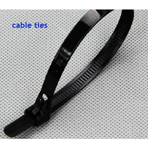 100pcs 8*200 Releasable Black Plastic Nylon Cable Ties Wire Tie plastic strap Zip Ties for Computer Wire Management