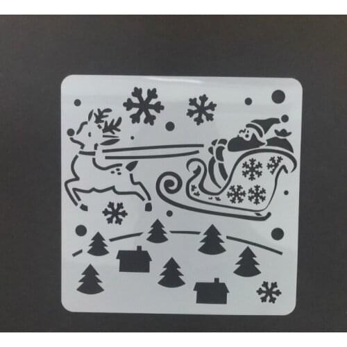 13*13 Christmas deer Layering Stencils graffiti hand copied board hollowed out photo album graphic spray painting tool