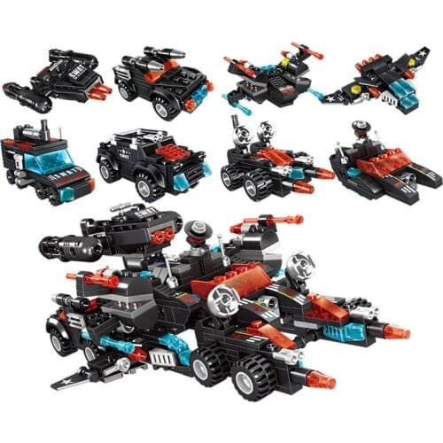 641Pcs Educational Building Blocks Toys For Kids Boys DIY Birthday Present QL0257 Swat 8 IN 1 Police Chariot Model Small Bricks