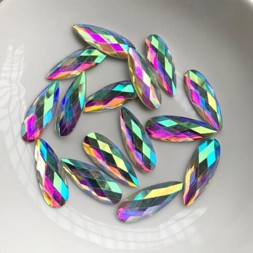 80pcs Acrylic Rhinestones Water drop Shape Crystal AB Flat Back Nail Rhinestone 3D Non HotFix Nail Art Decoration Tool S940