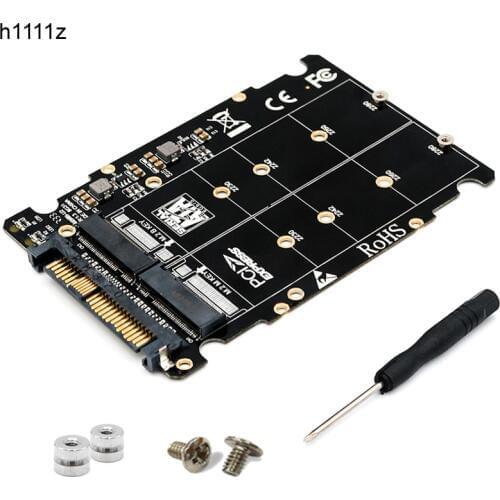 M.2 SSD to U.2 Adapter 2in1 M.2 NVMe and SATA-Bus NGFF SSD to PCI-e U.2 SFF-8639 Adapter PCIe M2 Converter for Desktop Computers