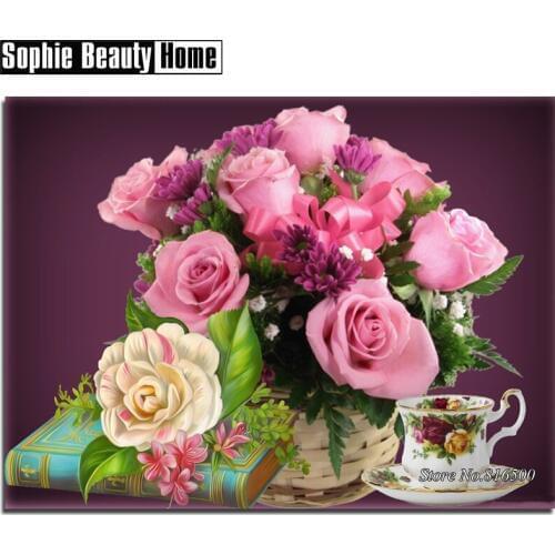 Full Square/Round Drill 5D DIY Diamond Painting Flower Rose Book Diamond Embroidery Cross Stitch Mosaic Wall Decor Gift 187064