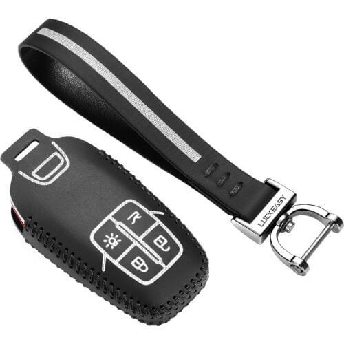 4 buttons car key case cover for Ferrari 488 2017 2018 genuine leather remote key chain holder keychain