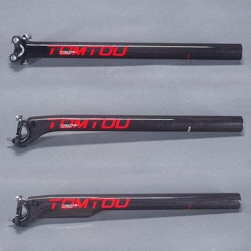 TOMTOU 3K Carbon Glossy Cycling Road Bike Seatpost Setback 20mm Mountain Bicycle Parts 27.2/30.8/31.6mm Red 220g - T12T56