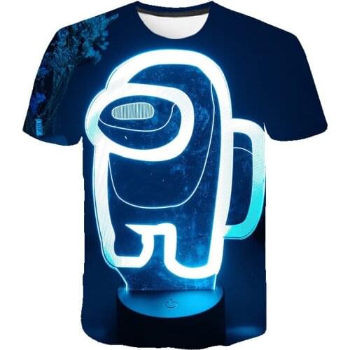 Boys Game Crewmate T Shirt Kids Cartoon Blue Space Kill T-shirt Funny for Girls Child T-Shirt Children Clothing Top 4t-14t