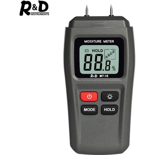 R&D MT-10 EMT01 Wood Moisture Meter Wood Humidity Tester Hygrometer Timber Damp Detector Tree Density Digital tester Grey