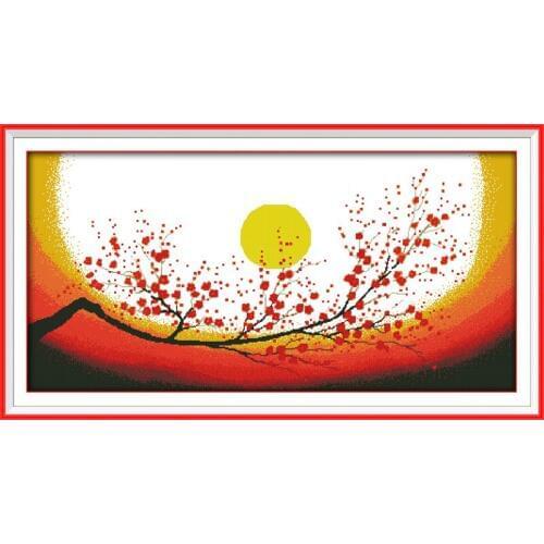 Joy Sunday Plum Blossom Chinese Cross Stitch Kits Ecological Cotton Clear Stamped 14CT 11CT DIY Gift Wedding Decoration For Home